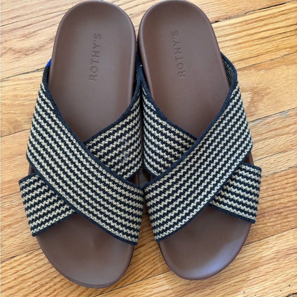 Rothy's Black and Tan Women's Sandals